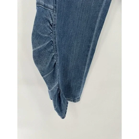 Tibi Jeans Size 6 Vintage Stone Slouchy Rouched Blue Cropped Denim Pants Women’s - Picture 5 of 16